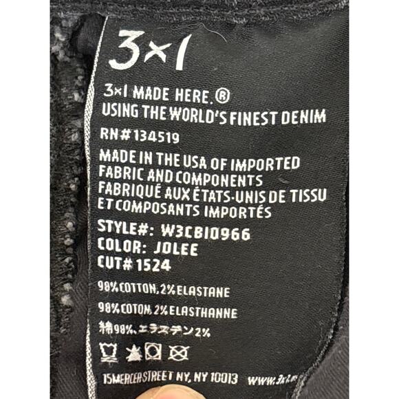 3 x 1 womens 25 High Rise Cora Straight leg Raw Hem Cropped Jeans Dark Grey - Picture 7 of 8